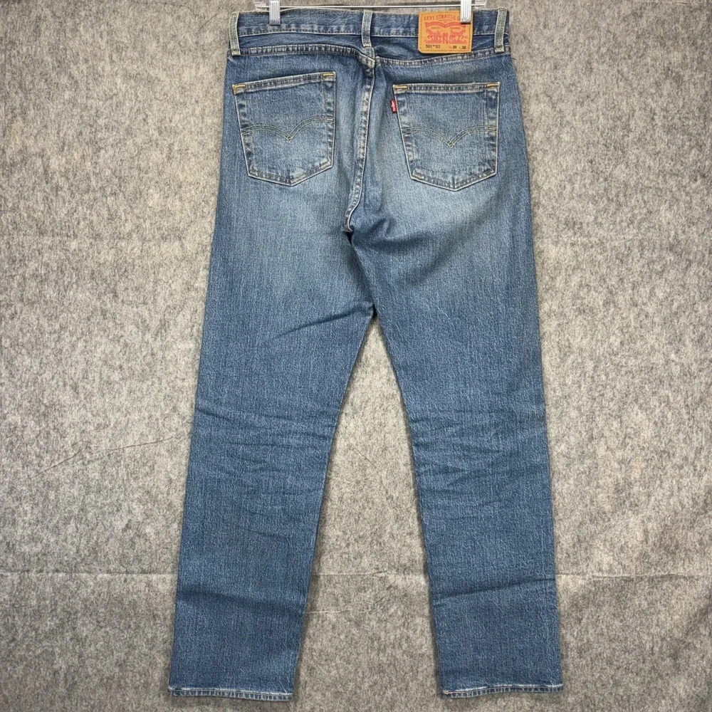 Levi's Premium 501 '93 Jeans Men's 30 x 32 Blue Distressed Button Fly Straight